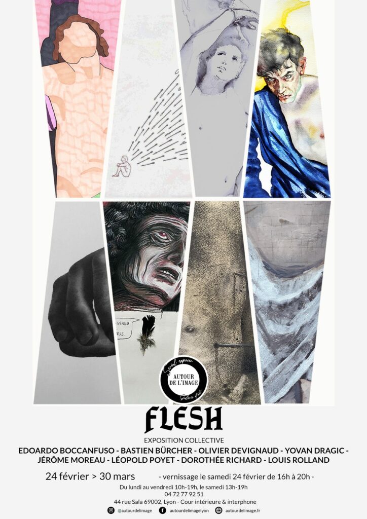 Affiche de l’exposition collective Flesh à la galerie Autour de l’Image