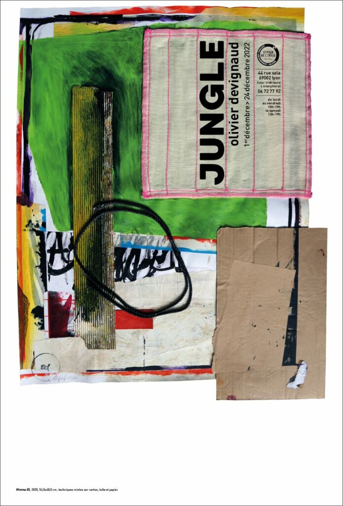 Digigraphie Jungle, collage vert, rose et noir